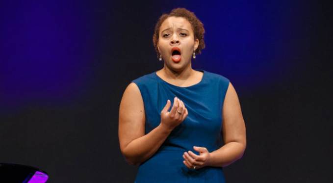 Taylor Raven performs an aria at Pittsburgh Opera's annual Rising Stars event