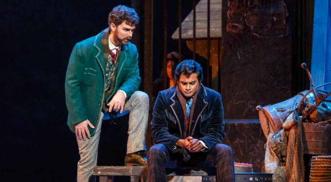 Marcello (Craig Verm) with Rodolfo (Sean Panikkar). Photo by David Bachman for Pittsburgh Opera.