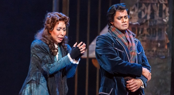 Mimi (Nicole Cabell) with Rodolfo (Sean Panikkar). Photo by David Bachman for Pittsburgh Opera