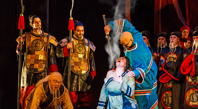 Liu's devotion is tried and tested in this passionate story of love. Prince Calaf attempts to solve Turandot's riddles. Photo via David Bachman Photography.