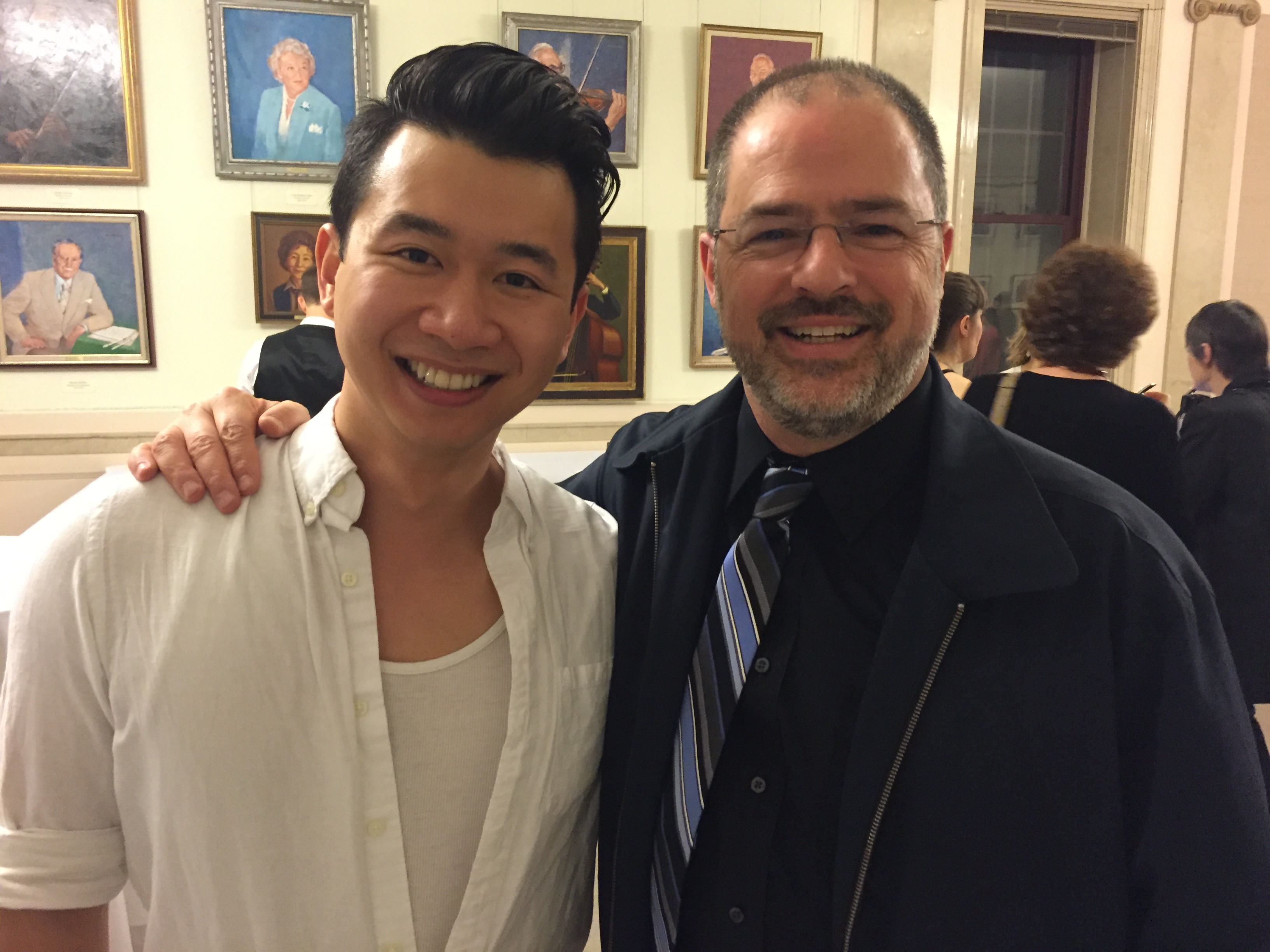 Brian Vu, Pittsburgh Opera Resident Artist and first place winner in the 2016 Lotte Lenya Competition, with Pittsburgh Opera Head of Music Glenn Lewis, at the final round of the competition in Rochester, NY.