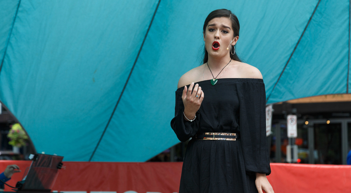 Natasha Wilson sings at Market Square Farmers Market