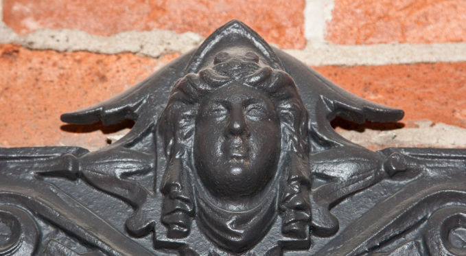 Detail from the top of George Westinghouse's metal safe. 