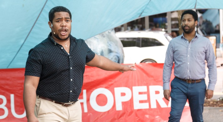 Terrence Chin-Loy sings at Market Square Farmers Market alongside Benjamin Taylor