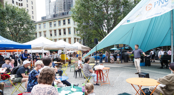 Tyler Zimmerman sings at Market Square Farmers Market