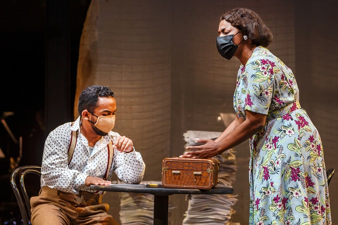 Charlie Parker’s (Martin Bakari) mom Addie (Jasmine Muhammad) tells him he can’t stay in Kansas City. Photo by David Bachman