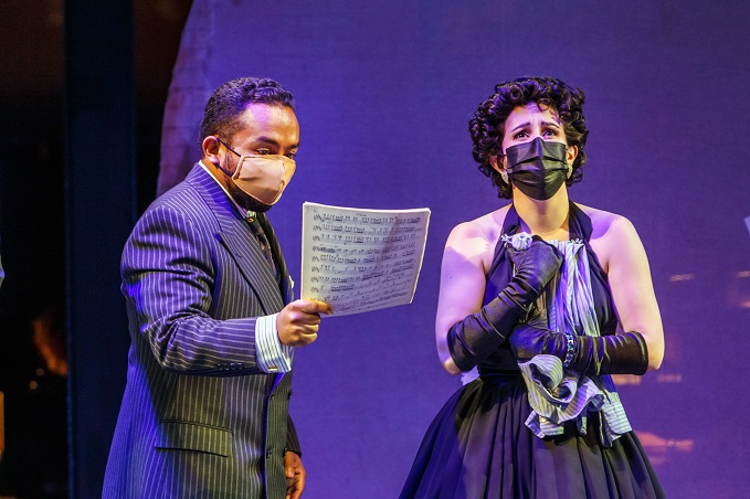 Charlie Parker (Martin Bakari) tries to show his wife Chan (Véronique Filloux) his final composition, but it’s too late. Photo by David Bachman