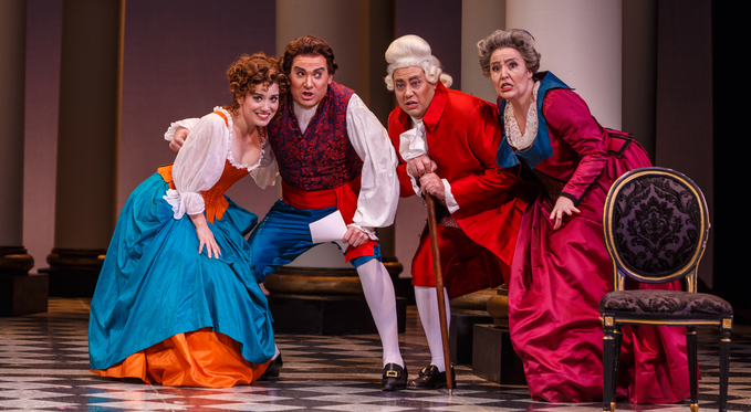 Susanna (Joelle Harvey) and Figaro (Tyler Simpson) are unexpectedly reunited with Figaro's parents; Dr. Bartolo (Brian Kontes) and Marcellina (Leah de Gruyl).