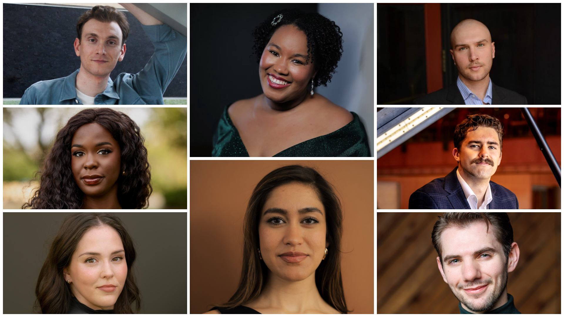 photo collage of headshots of Pittsburgh Opera's 2026-27 Resident Artists